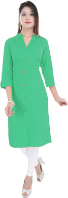 Fabriko Women Solid A-line Kurta(Green)