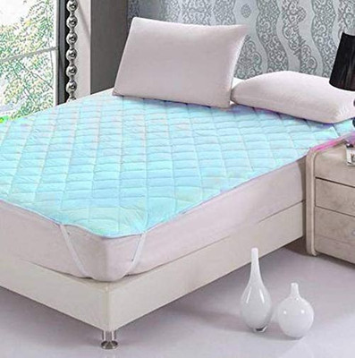 Linenovation Elastic Strap Queen Size Breathable Mattress Cover(Blue)