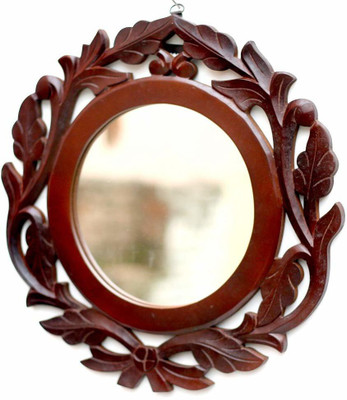 Amaze Shoppee mirror-red Decorative Mirror(Round Finish : Antique)