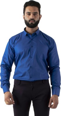 Vellical Men Solid Formal Blue Shirt