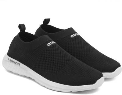 asian Elasto-03 Running shoes for boys | laceless sports shoes for men | Latest Stylish Casual sneakers for men without laces | Slip on black shoes for running, walking, gym, trekking & party Walking Shoes For Men