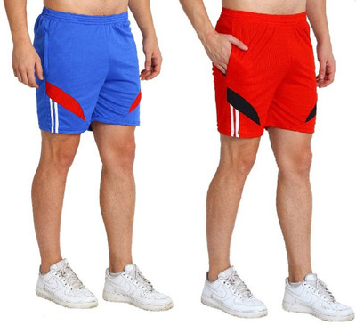 Dia A Dia Solid Men Light Blue, Red Sports Shorts