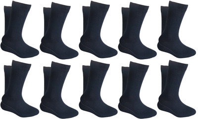 QUEERY Men Solid Mid-Calf/Crew(Pack of 10)
