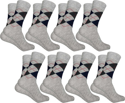 QUEERY Men Solid Mid-Calf/Crew(Pack of 8)