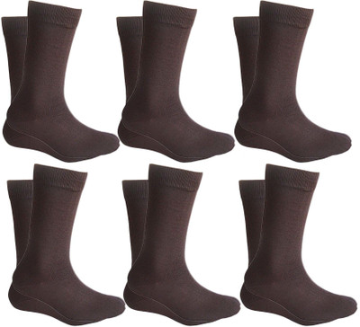 QUEERY Men Solid Mid-Calf/Crew(Pack of 6)