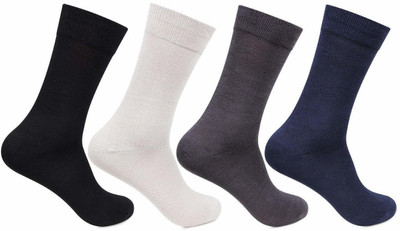 QUEERY Men Solid Mid-Calf/Crew(Pack of 4)