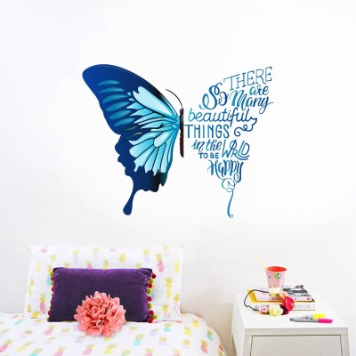 Decal O Decal 70 cm ' Butterfly with Motivational Quotes ' Wall Stickers (PVC Vinyl,Multicolour) Self Adhesive Sticker(Pack of 1)