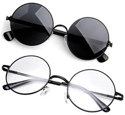 shadz Round, Round Sunglasses(For Boys & Girls, Black, Clear)