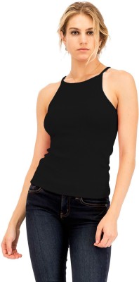 THE BLAZZE Casual Sleeveless Solid Women Black Top