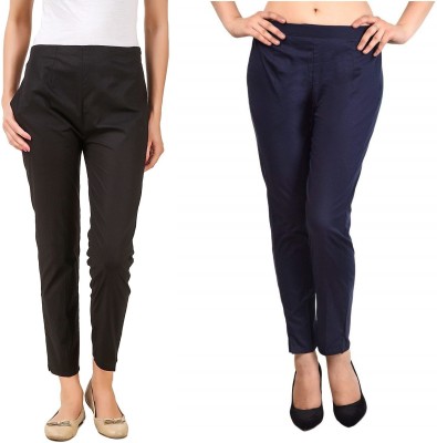 SriSaras Regular Fit, Relaxed Women Dark Blue, Black Trousers