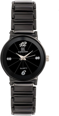 IIK Collection Black Studded Dial with Black Bracelet Strap Analog Watch  - For Women
