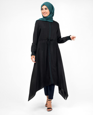 SILK ROUTE London Women Asymmetric Black Midi/Calf Length Dress