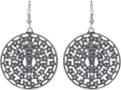 I Jewels Oxidized Silver Chandbali Earrings for Women Alloy Drops & Danglers