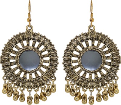 I Jewels Oxidized Silver Chandbali Earrings for Women Alloy Drops & Danglers