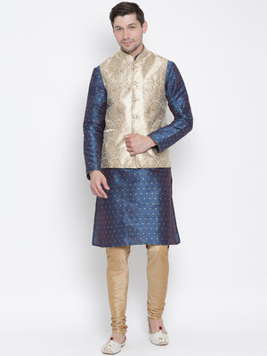 VASTRAMAY Men Kurta Pyjama Ethnic Jacket Set