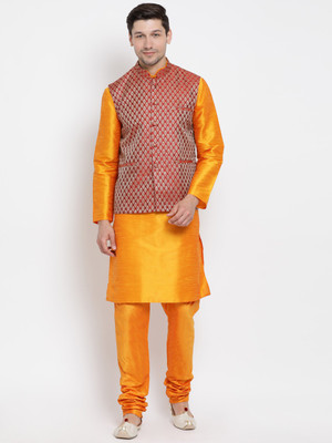 VASTRAMAY Men Kurta Pyjama Ethnic Jacket Set