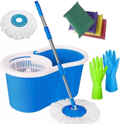 V-MOP Classic Magic Spin Bucket Mop- 360 Degree Self Spin Cleaning Wringing BA8 Mop Set, Mop, Cleaning Wipe, Bucket, Dustbin, Mop