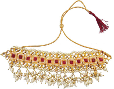 Fashion Factory Alloy Gold-plated Gold, Red, White Jewellery Set(Pack of 1)