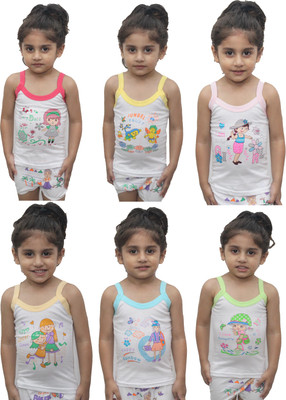 Yuneek Camisole For Girls(White, Pack of 6)