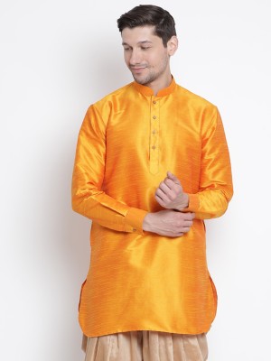 VASTRAMAY Men Solid Straight Kurta(Orange)