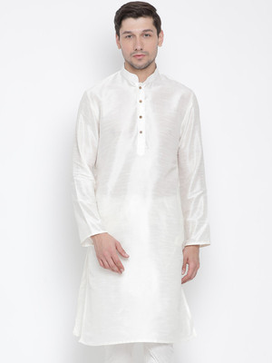 VASTRAMAY Men Solid Straight Kurta(White)