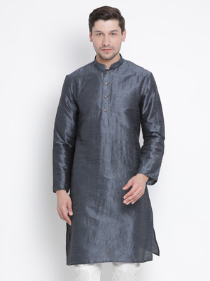 VASTRAMAY Men Solid Straight Kurta(Black)