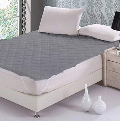 Linenovation Elastic Strap Queen Size Breathable Mattress Cover(Grey)