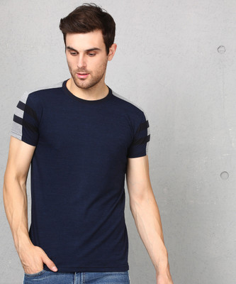METRONAUT Solid Men Round Neck Dark Blue T-Shirt