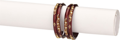 AFAST Glass Crystal Enamel Bangle Set(Pack of 4)