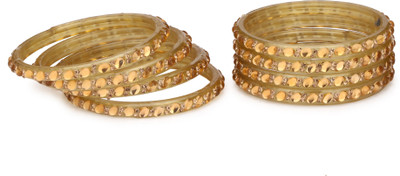 AFAST Glass Crystal Enamel Bangle Set(Pack of 8)