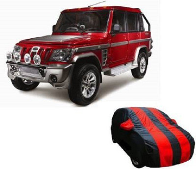 VK India Car Cover For Mahindra Bolero (With Mirror Pockets)(Black, Red)
