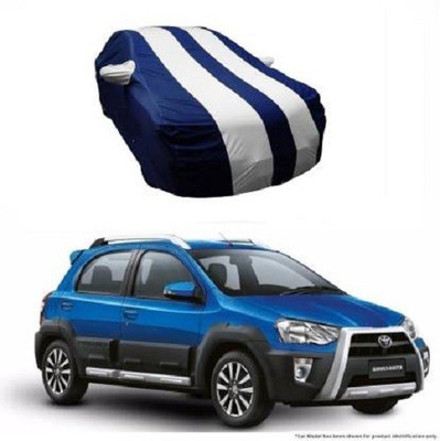 VK India Car Cover For Toyota Etios Cross (With Mirror Pockets)(Blue, White)