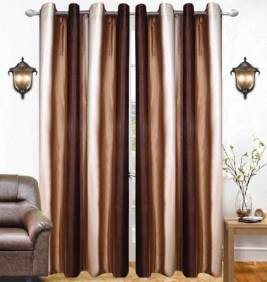 KUBER INDUSTRIES 214 cm (7 ft) Polyester Window & Door Curtain Single Curtain(Self Design, Brown)
