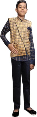 AZAD DYEING Boys Festive & Party Blazer and Pant Set(Blue Pack of 1)