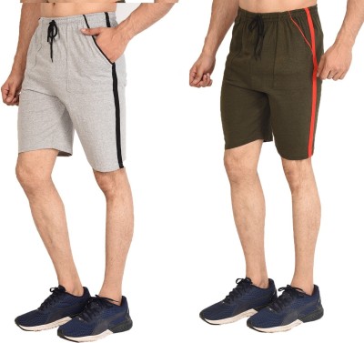 OORA Solid Men Grey, Light Green Sports Shorts