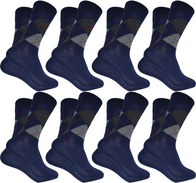 QUEERY Men Solid Mid-Calf/Crew(Pack of 8)