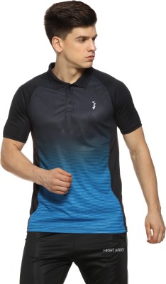 CAMPUS SUTRA Washed/Ombre Men Polo Neck Blue T-Shirt