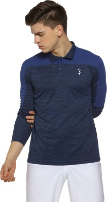 CAMPUS SUTRA Solid Men Polo Neck Blue T-Shirt