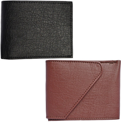 SunShopping Men Multicolor Artificial Leather Wallet(3 Card Slots, Pack of 2)