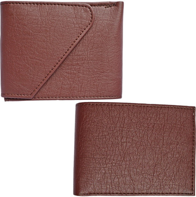 SunShopping Men Brown Artificial Leather Wallet(3 Card Slots, Pack of 2)