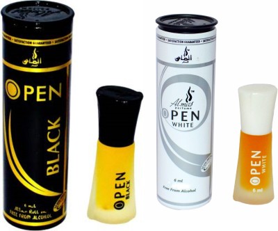 Almas OPEN BLACK and OPEN WHITE UAE fascinating fragrance pocket Floral Attar(Floral)