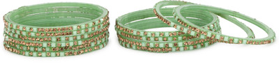 AFAST Glass Crystal Enamel Bangle Set(Pack of 10)