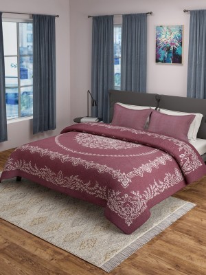 Saral Home 350 TC Cotton Double Abstract Flat Bedsheet(Pack of 1, Maroon)