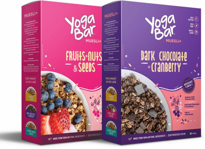 Yogabar Muesli Super Saver Combo | 400gx2 | 92% Fruit and Nuts & Seeds + Wholegrains | Dark Chocolate & Cranberry | Healthy Diet Breakfast Cereal Rich in Protein, Anti-Oxidants & Omega3(800 g, Box, Pack of 2) Yogabar Muesli Super Saver Combo | 400gx2 | 92% Fruit and Nuts & Seeds + Wholegrains | Dark Chocolate & Cranberry | Healthy Diet Breakfast Cereal Rich in Protein, Anti-Oxidants & Omega3(800 g, Box, Pack of 2)