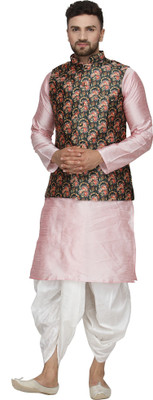 ABH Lifestyle Men Kurta Dhoti Pant Ethnic Jacket Set