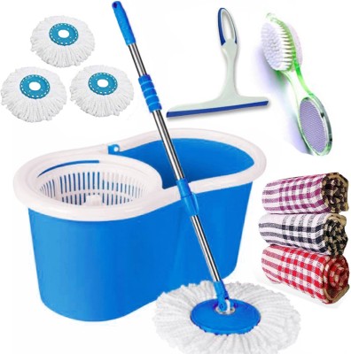 V-MOP Magic Spin Bucket Mop- 360 Degree Self Spin Cleaning Wringing BR5 Mop Set, Mop, Cleaning Wipe, Bucket, Dustbin, Mop