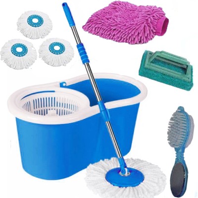 V-MOP Magic Spin Bucket Mop- 360 Degree Self Spin Cleaning Wringing BR8 Mop Set, Mop, Cleaning Wipe, Bucket, Dustbin, Mop