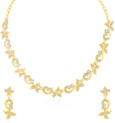 Sukkhi Alloy Gold-plated White, Gold Jewellery Set(Pack of 1)