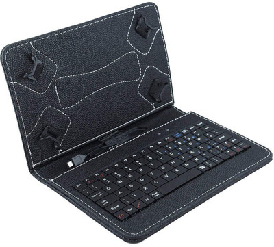 Saco Tablet Flip Cover for 7 inch Size-Clamp Wired USB Tablet Keyboard(Black)