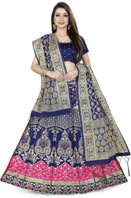 Sonu Creation Self Design Semi Stitched Lehenga Choli(Multicolor, Pink)